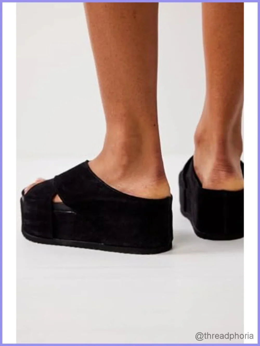 Women's Suede Platform Sandals Cork Footbed Criss Cross Straps Slide Flatforms